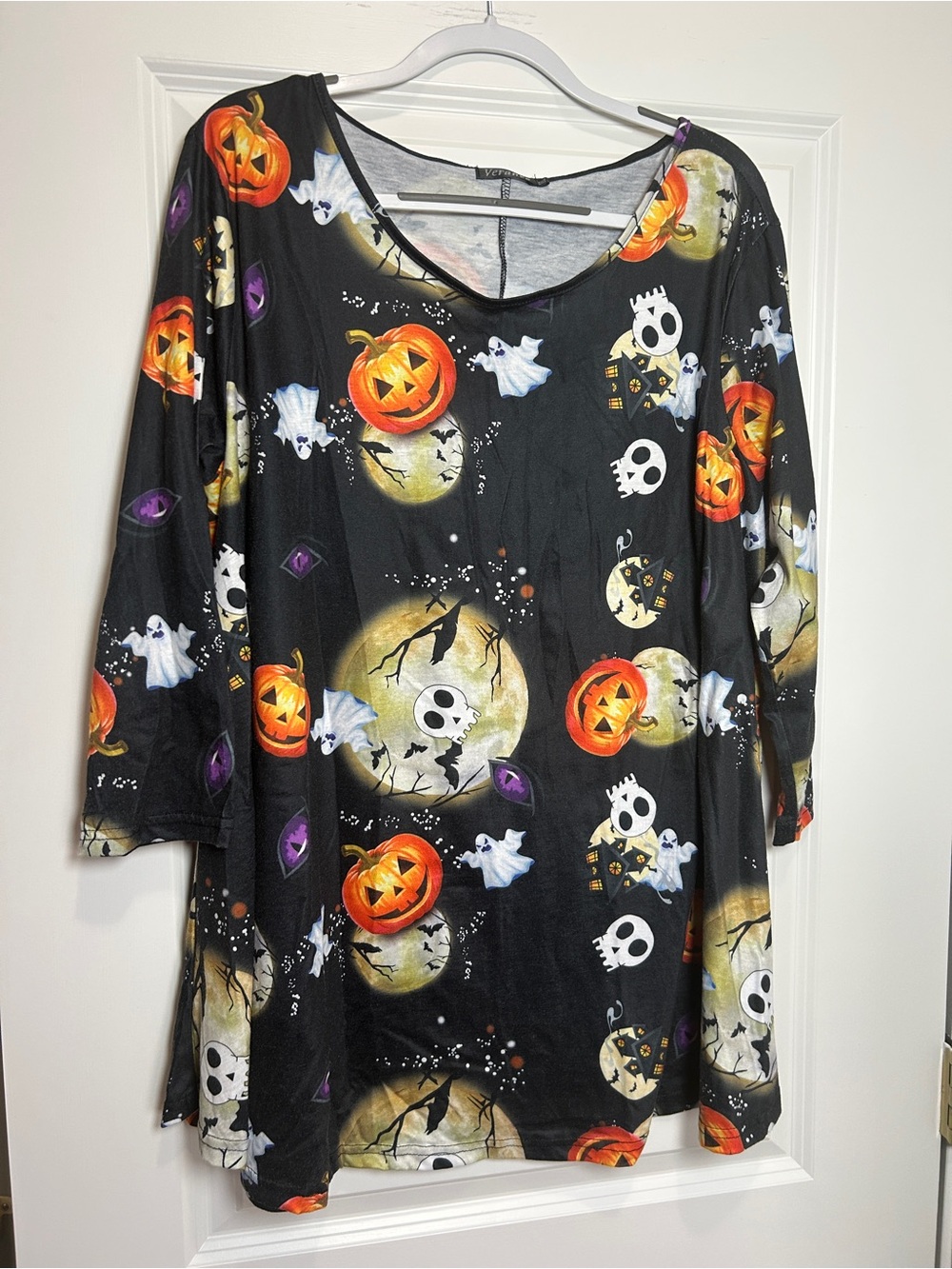Halloween Pumpkin & Ghost Tunic Top - Black